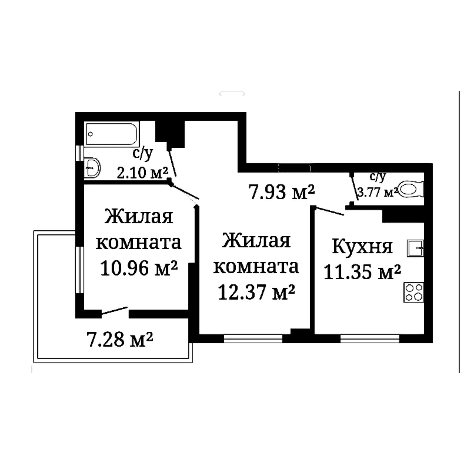 2 Х КОМНАТНАЯ КВАРТИРА В ЖК ОБЛАКА 2